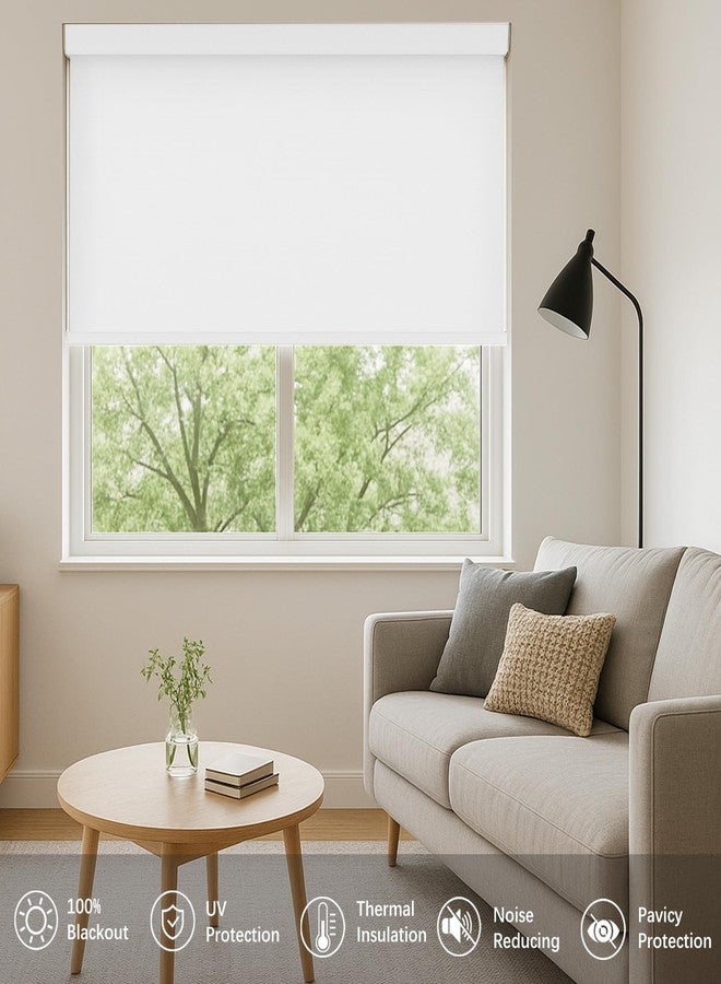 NUTRO CHILL Blackout Window Blinds Cordless, Spring System Window Shades with UV Protection Thermal Insulated Linen Fabric, Roller Blinds for Home Office(37''x72'', White) - Image 5